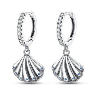 Seashell Silver Hoop Earrings