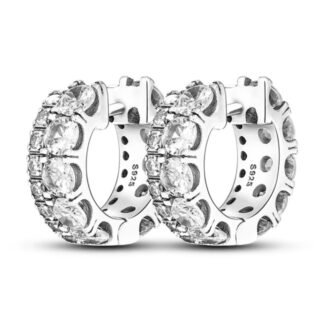 Crystal Silver Hoop Earrings