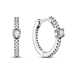 Crystal Silver Hoop Earrings
