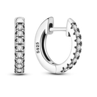 Crystal Silver Hoop Earrings