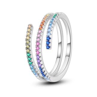 Rainbow Crystal Silver Ring