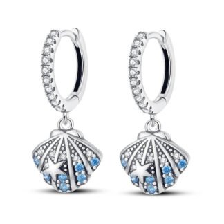 Seashell Silver Hoop Earrings