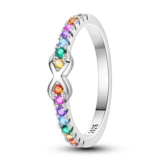 Rainbow Crystal Infinity Silver Ring