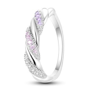 Crystal Twist Silver Ring