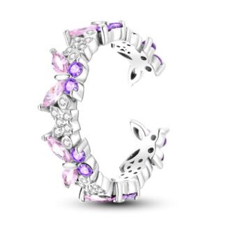 Crystal Butterfly Silver Ring