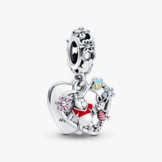 Silver Floral Heart Piglet Winnie the Pooh Disney Charm
