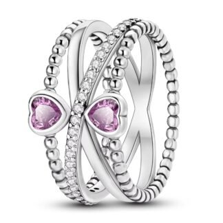 Crystal Heart Silver Ring
