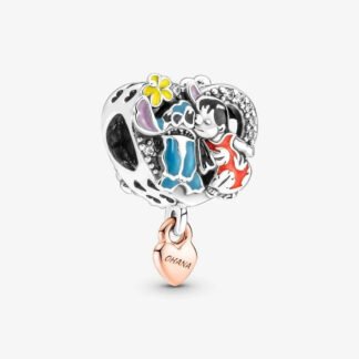 Silver Heart Lilo & Stitch Ohana Disney Charm