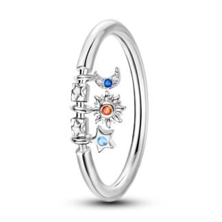 Sun Moon Star Silver Ring