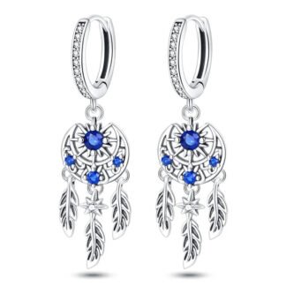 Dreamcatcher Silver Hoop Earrings