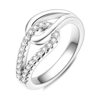Crystal Knot Silver Ring