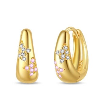 Crystal Star Gold Silver Hoop Earrings