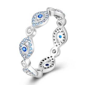 Crystal Evil Eye Luck Silver Ring