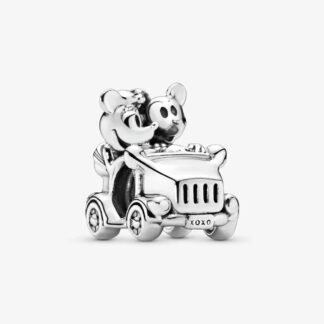 Silver Car Riding Mickey Minnie Mouse Disney Charm