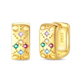 Crystal Gold Silver Hoop Earrings