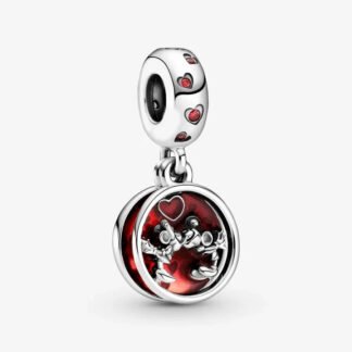 Silver Mickey Minnie Mouse Heart Disney Medal Charm