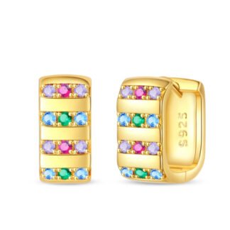 Crystal Gold Silver Hoop Earrings