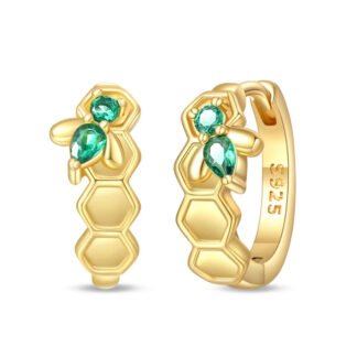 Crystal Bee Gold Silver Hoop Earrings