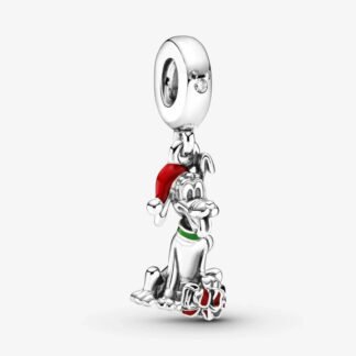 Silver Christmas Dog Pluto Disney Charm