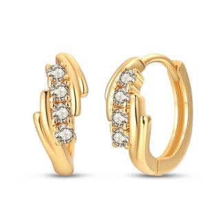 Crystal Gold Silver Hoop Earrings