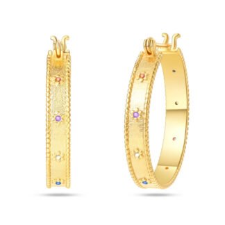 Crystal Gold Silver Hoop Earrings