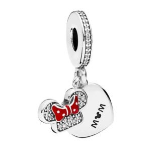 Silver Heart Red Bow Minnie Mouse Symbol Disney Charm