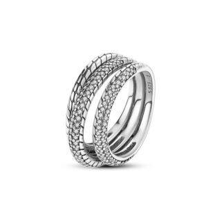 Crystal Multilayer Silver Ring