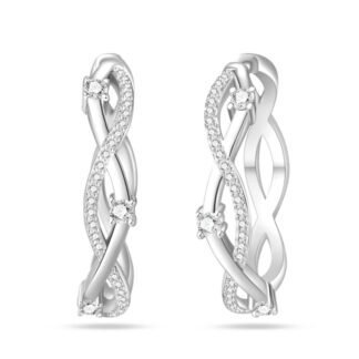Crystal Criss Cross Silver Stud Earrings