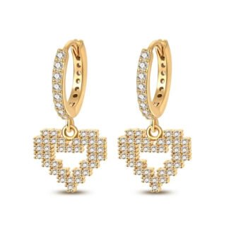 Crystal Heart Gold Silver Hoop Earrings