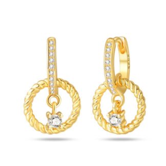 Crystal Charm Silver Hoop Earrings