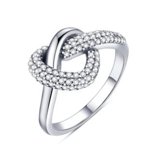 Crystal Knot Silver Ring
