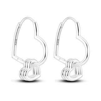 Heart Silver Hoop Earrings