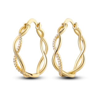 Crystal Criss Cross Gold Silver Hoop Earrings