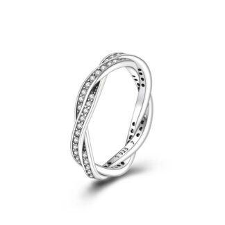 Crystal Crisscross Silver Ring