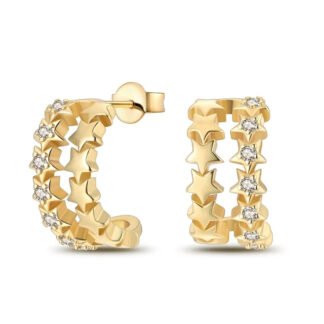 Crystal Star Gold Silver Stud Earrings