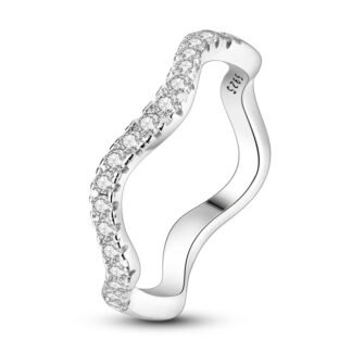 Crystal Wave Silver Ring