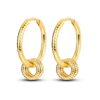 Round Charm Silver Hoop Earrings