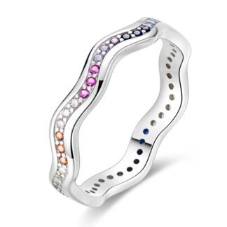 Crystal Wave Silver Ring