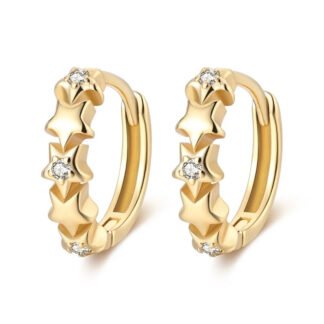 Crystal Star Gold Silver Hoop Earrings