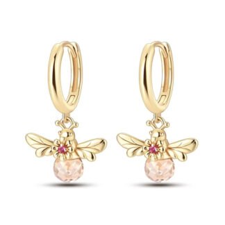 Crystal Bee Gold Silver Hoop Earrings