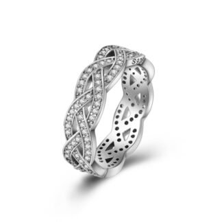 Crystal Criss Cross Silver Ring