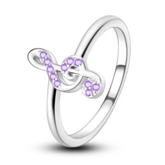 Crystal Music Note Silver Ring