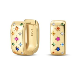 Crystal Square Gold Silver Hoop Earrings