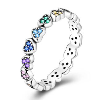 Crystal Heart Silver Ring