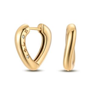 Crystal Heart Gold Silver Hoop Earrings