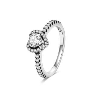 Crystal Heart Silver Ring