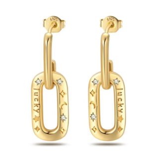 Crystal Geometric Luck Gold Silver Stud Earrings