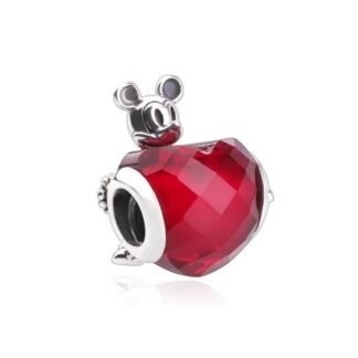 Silver Mickey Mouse Red Heart Disney Charm