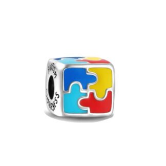 Colorful Puzzle Pieces Cube Charm