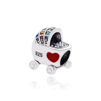 Colorful Gems Sparkly Baby Carriage Charm